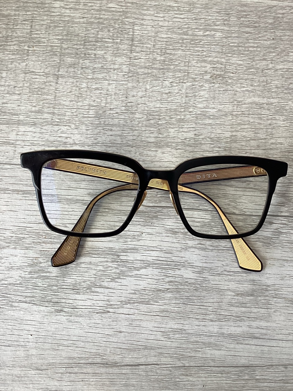 DITA Polymath Black Gold Square Designer Frames Glasses